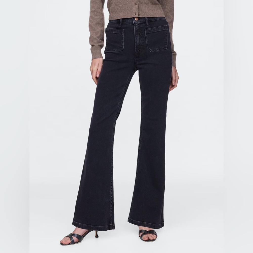 Grey-Black Gap 70s Flare High Rise Jeans Size 28